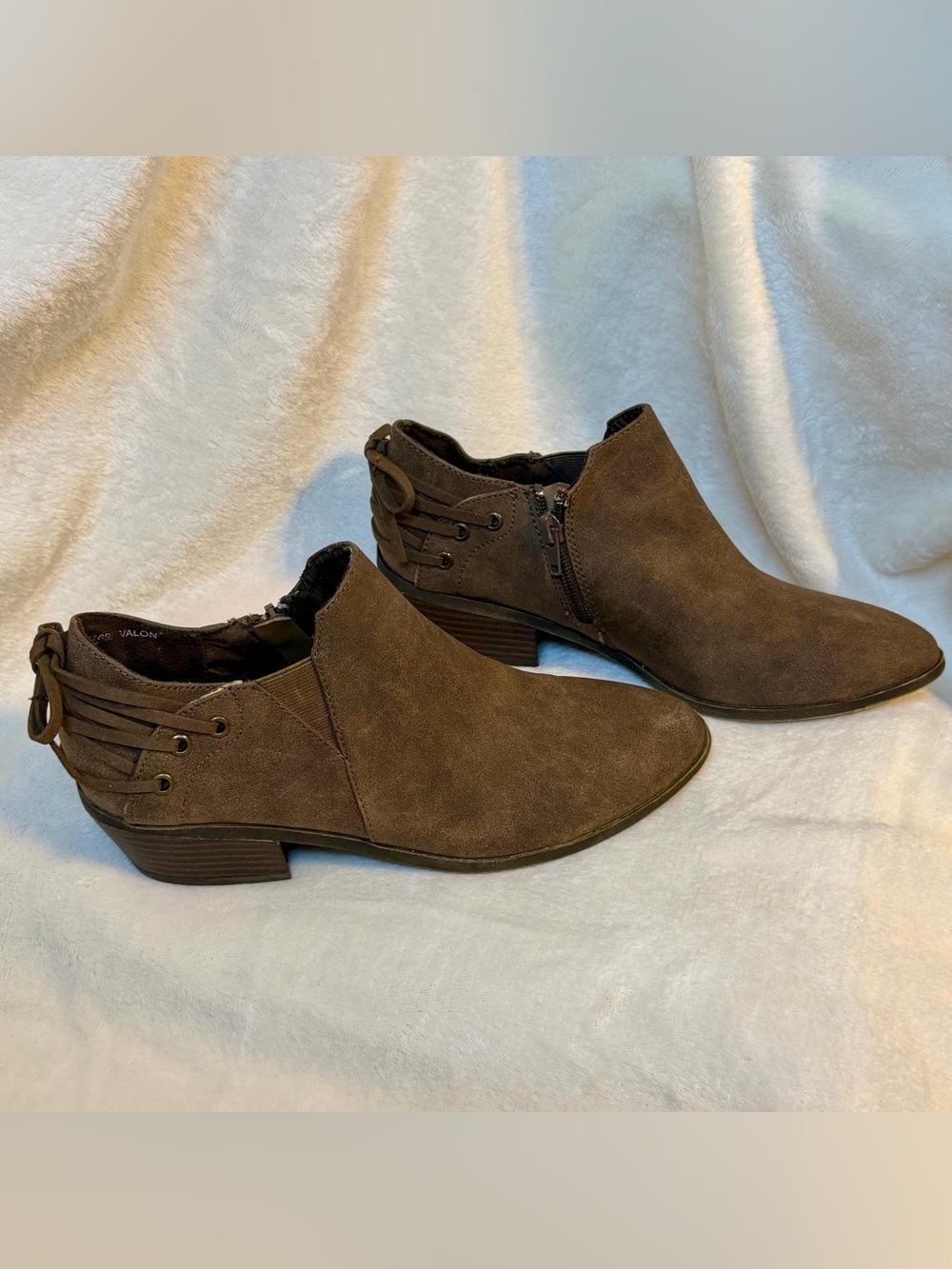 Jellypop Brown Suede Ankle Booties with Laced Accent
